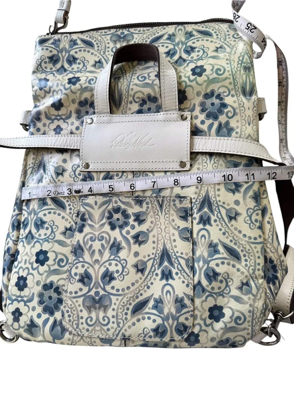 Patricia Nash Luzille Italian Folklore Blue Cream Convertible Backpack Crossbody